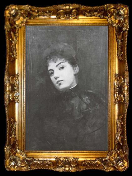 framed  Julian Ashton Study of a Woman-s head, ta009-2